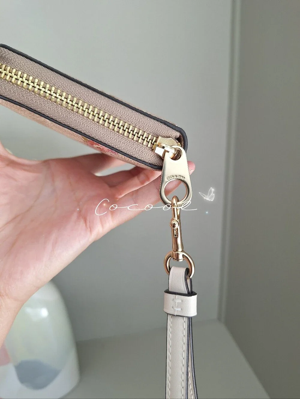 NWT Coach CAR06 Long Zip Around Wallet Signature Canvas Floral Gold/Sand Multi
